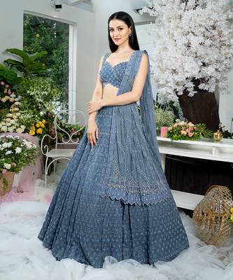 Twilight Blue Geometric Lehenga Set 1