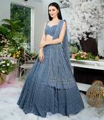 Twilight Blue Geometric Lehenga Set