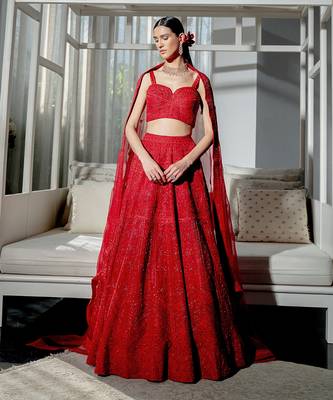 Crimson Red Lehenga Set With Dupatta 1