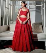Crimson Red Lehenga Set With Dupatta