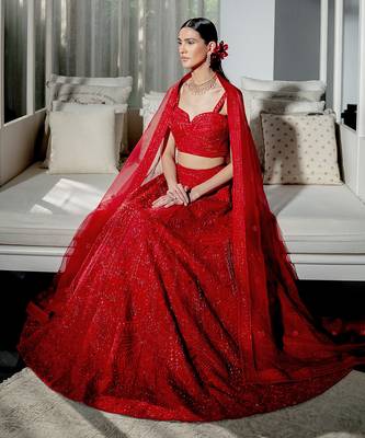 Crimson Red Lehenga Set With Dupatta 2
