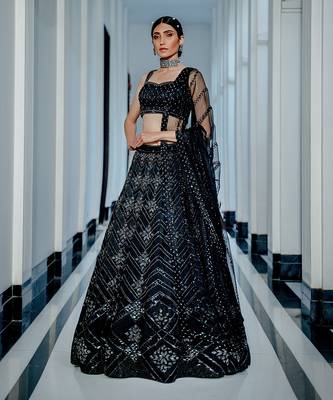 Black Celeste Lehenga Set With Dupatta 1