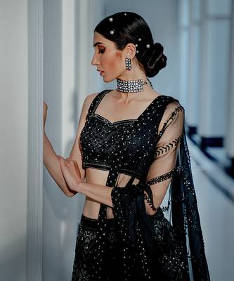 Black Celeste Lehenga Set With Dupatta 2