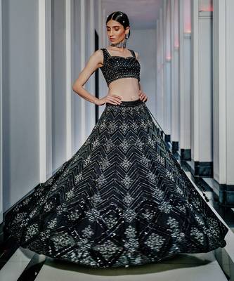 Black Celeste Lehenga Set With Dupatta 3
