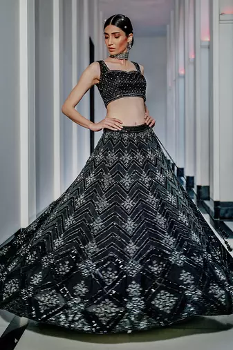 Black Celeste Lehenga Set With Dupatta