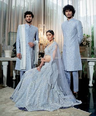 Lilac Blue Spiral Lehenga Set With Dupatta 2