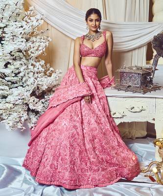 Rouge Pink Floral Lehenga Set 1