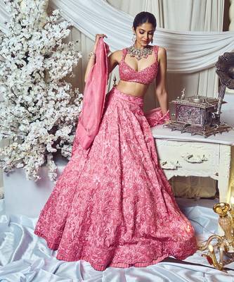Rouge Pink Floral Lehenga Set 2