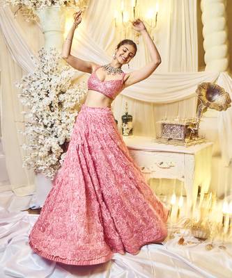 Rouge Pink Floral Lehenga Set 3
