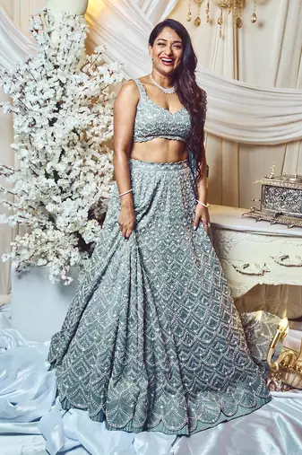 Smoke Gray Echo Lehanga Set