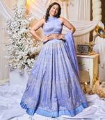 Periwinkle Blue Chevron Lehanga Set