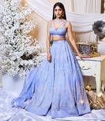 Periwinkle Blue Neo- Lines Lehanga Set