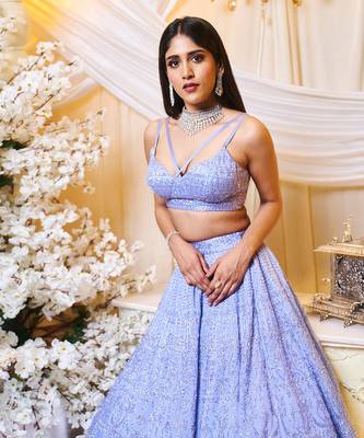 Periwinkle Blue Neo- Lines Lehanga Set 3