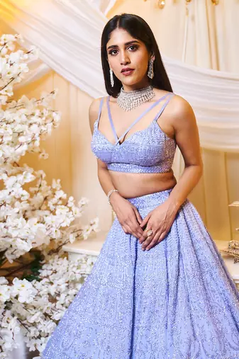 Periwinkle Blue Neo- Lines Lehanga Set