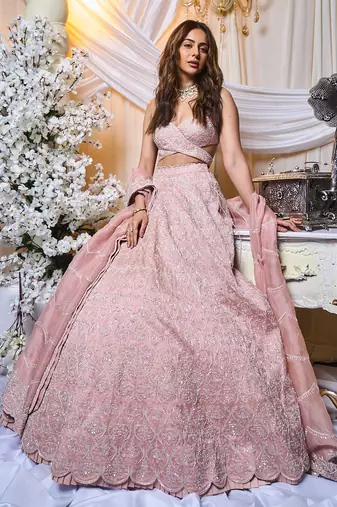 Tea Rose Pink Chandelier Lehenga Set