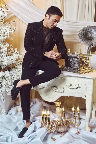 Ebony Black Chandelier Blazer Set