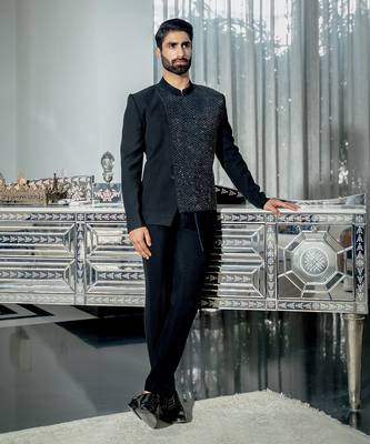 Black Metallic Bandhgala Set 1