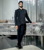 Black Metallic Bandhgala Set