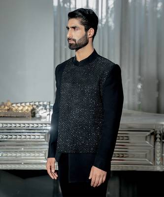 Black Metallic Bandhgala Set 2