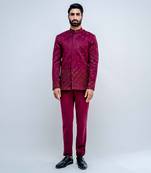 Plum Dispersed Bandhgala Set