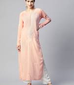 SHADES Chikankari Peach straight kurti.