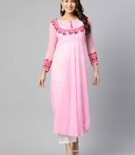 SHADES Chikankari Pink anarkali kurti