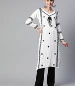 SHADES Chikankari white kurti with black thread work