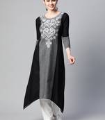 SHADES Chikankari dark Grey handloom kurti