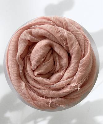 Peach woven cotton hijab 1