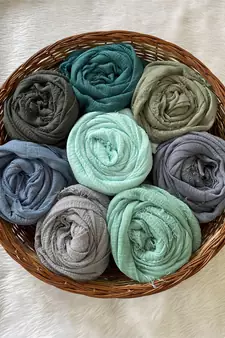 Blue woven cotton hijab