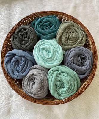 Light-blue woven cotton hijab 4