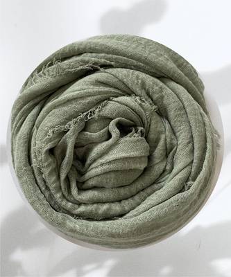 Olive woven cotton hijab 1