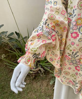 Orange printed cotton poly islamic-accessories 4