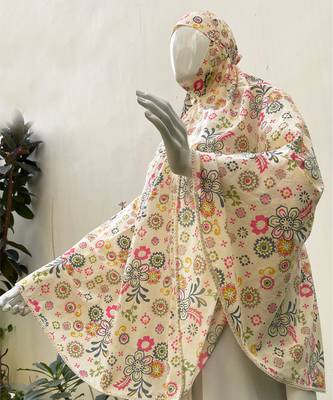 Orange printed cotton poly islamic-accessories 4