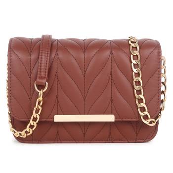 Tan Quilted Sling Bag 1