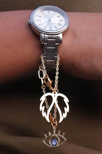 Evil Eye And Angel Wings Watch Charms Set Of 2