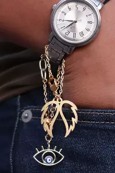 Evil Eye And Angel Wings Watch Charms Set Of 2