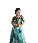 Shivangi Girls Sky Blue Copper Yentra Pattu Pavadai | Langa