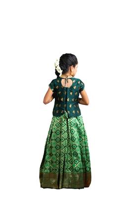 Shivangi Girls Green KGF Bandhini Pattu Pavadai | Langa 2