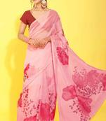 Rose woven organza saree with blouse