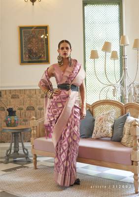  Latest Collection Kalki Koechlin Purple Tissue Silk Designer Indian Wear Saree With Blouse 1
