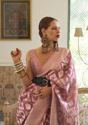  Latest Collection Kalki Koechlin Purple Tissue Silk Designer Indian Wear Saree With Blouse 2
