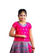 Shivangi Girls Pink KGF Bandhini Pattu Pavadai | Langa