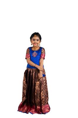 Shivangi Girls Brown Lilly Bud Pattu Pavadai | Langa 3