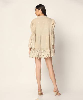 Beige Dress Summer Pret Wear 6