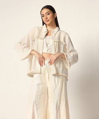 Off White Co-Ord Set Summer Pret Wear 4