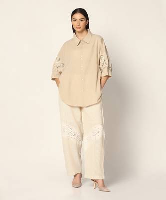 Beige Shirt Top Summer Pret Wear 1