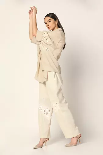 Beige Shirt Top Summer Pret Wear