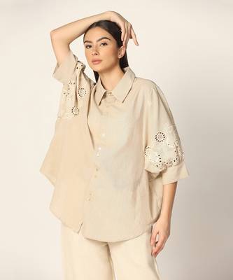 Beige Shirt Top Summer Pret Wear 3