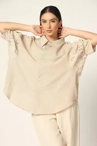 Beige Shirt Top Summer Pret Wear